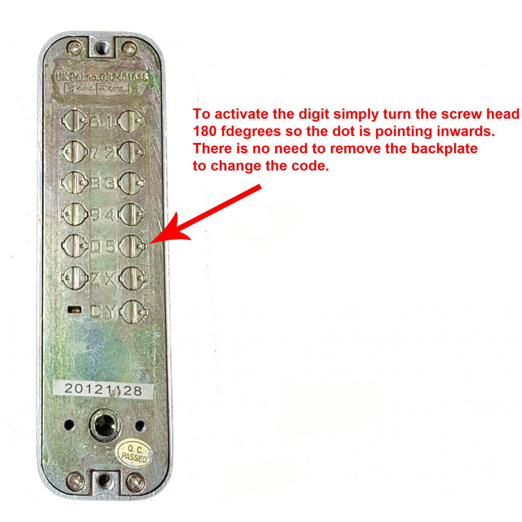 TKPBLEASYB Large Easy Code Push Button Door Lock, Brass finish